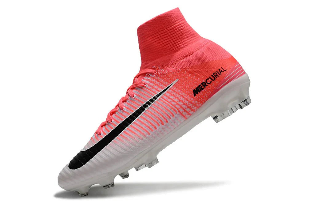 Mercurial Superfly V Elite FG Rosa/Branco Efeito Desfoque