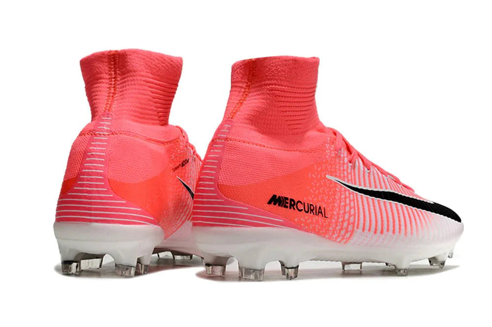 Mercurial Superfly V Elite FG Rosa/Branco Efeito Desfoque