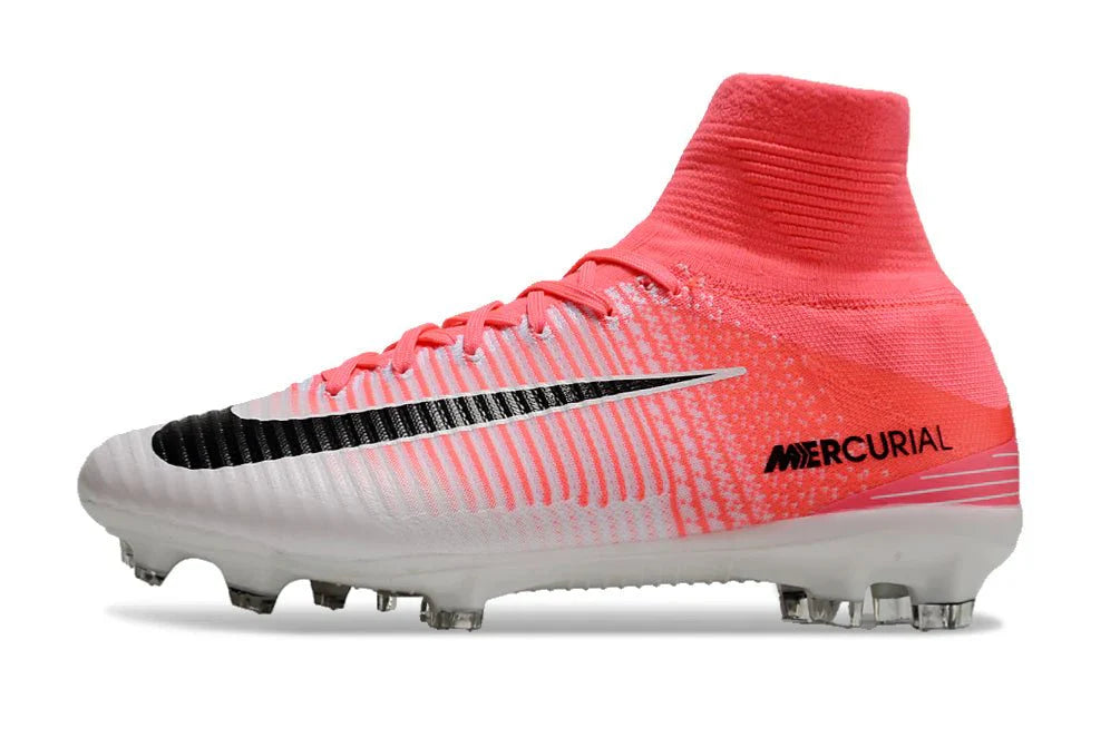 Mercurial Superfly V Elite FG Rosa/Branco Efeito Desfoque