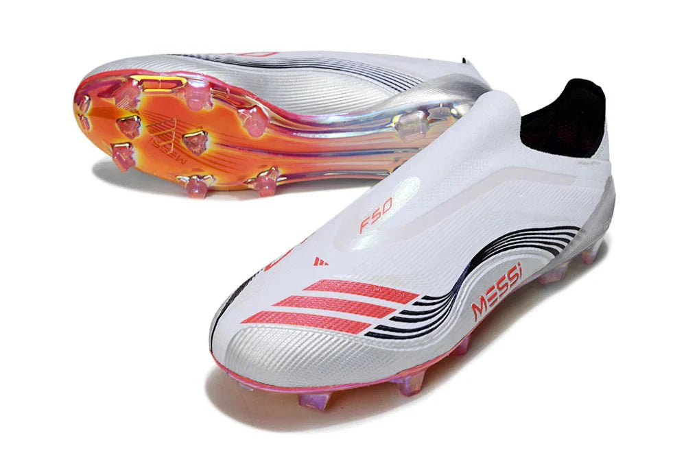 F50 Elite FG sem atacadores Branco/Laranja Messi