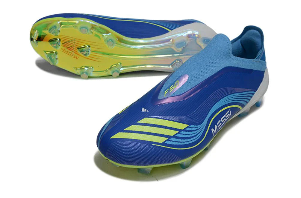 F50 Elite FG sem atacadores Azul Real/Amarelo Solar Messi