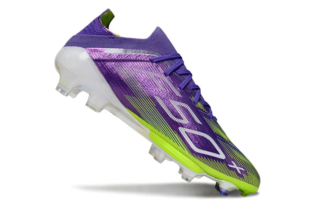 F50+ Elite FG com atacadores Roxo Intenso/Limão Translúcido