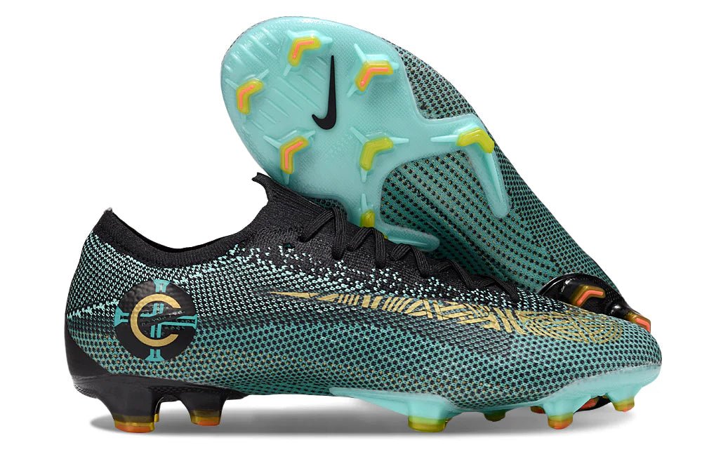 Mercurial Vapor 12 Elite FG CR7 Preto/Azul Claro
