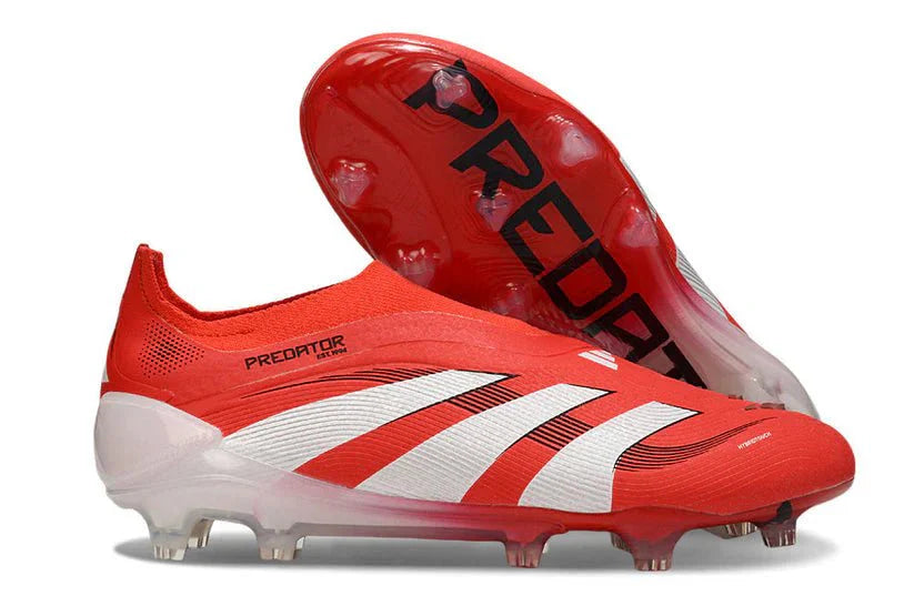 Predator Elite Sem Cordões FG Vermelho/Branco