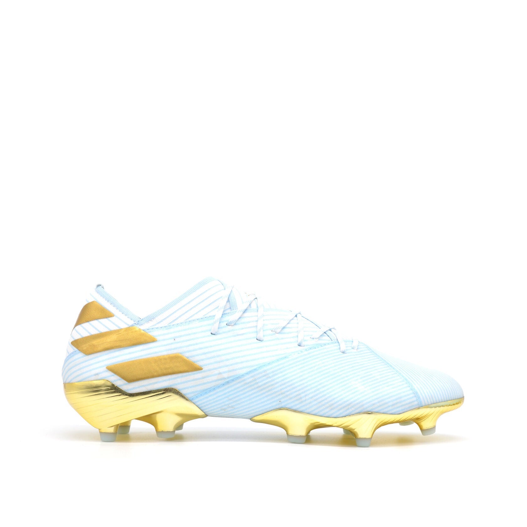 Nemeziz 19.1 FG/AG 15 Anos - Light Aqua/Gold Metallic Messi Edição Limitada