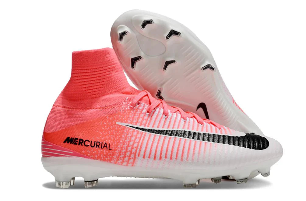 Mercurial Superfly V Elite FG Rosa/Branco Efeito Desfoque