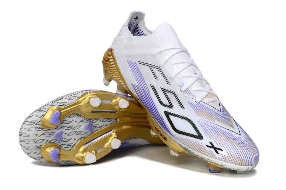 F50+ Elite FG com atacadores Branco/Dourado