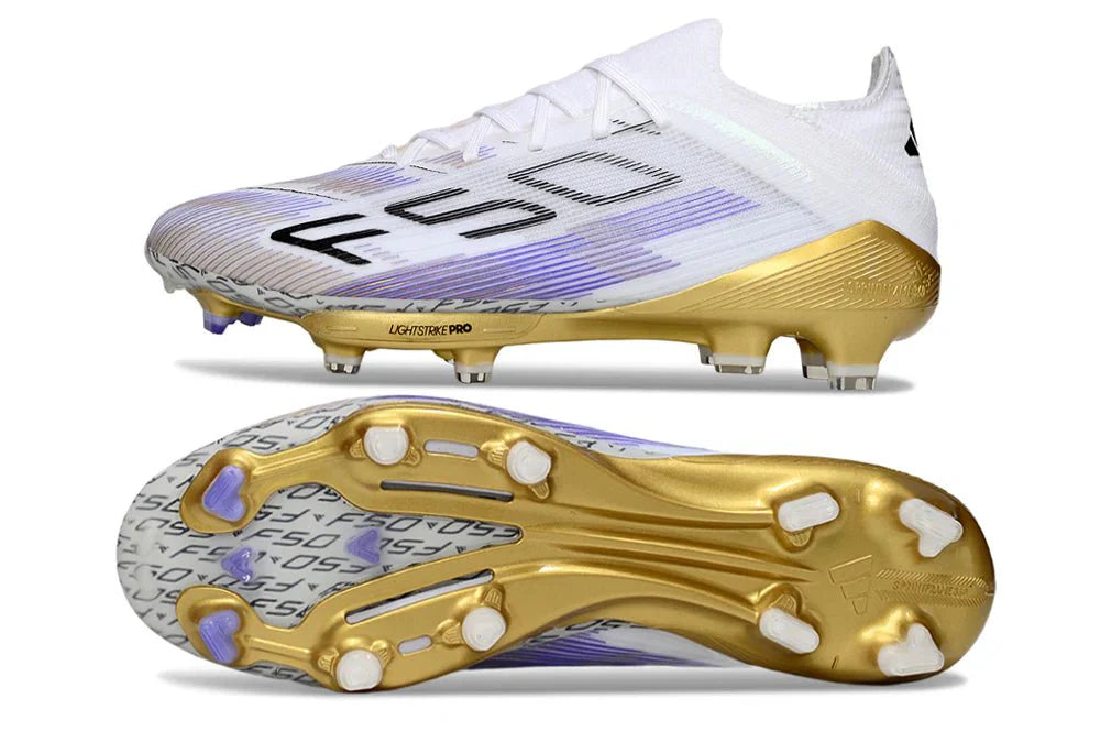 F50+ Elite FG com atacadores Branco/Dourado