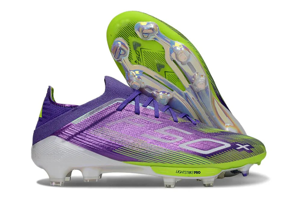 F50+ Elite FG com atacadores Roxo Intenso/Limão Translúcido