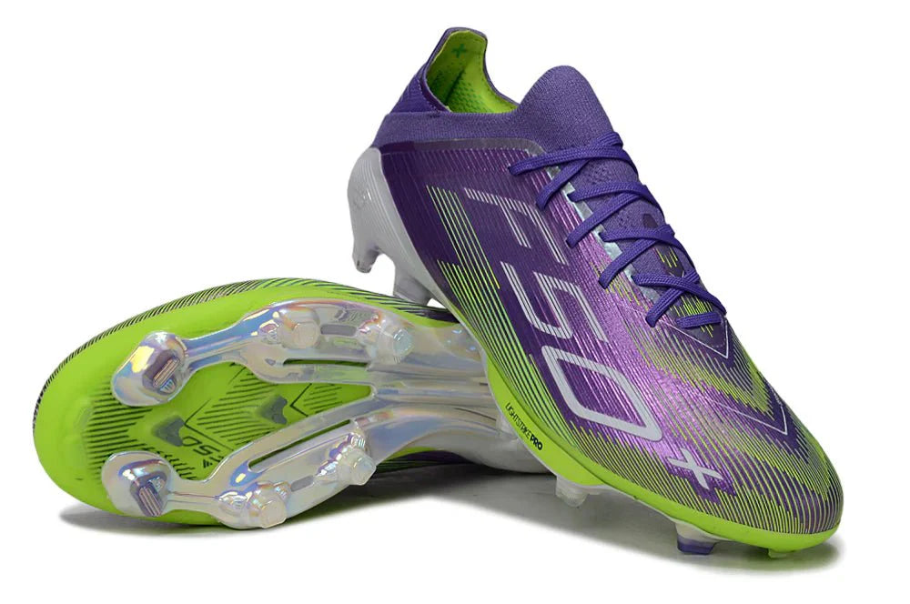 F50+ Elite FG com atacadores Roxo Intenso/Limão Translúcido