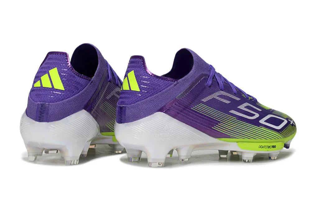 F50+ Elite FG com atacadores Roxo Intenso/Limão Translúcido