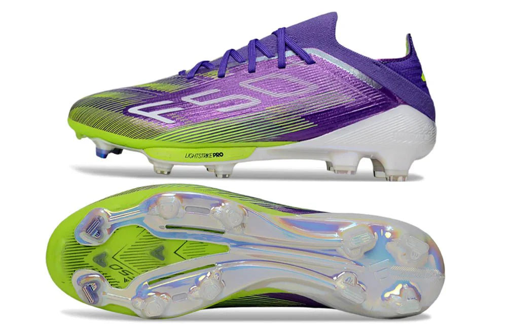 F50+ Elite FG com atacadores Roxo Intenso/Limão Translúcido