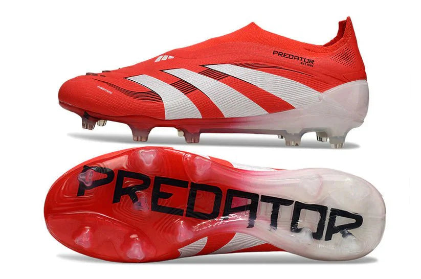 Predator Elite Sem Cordões FG Vermelho/Branco